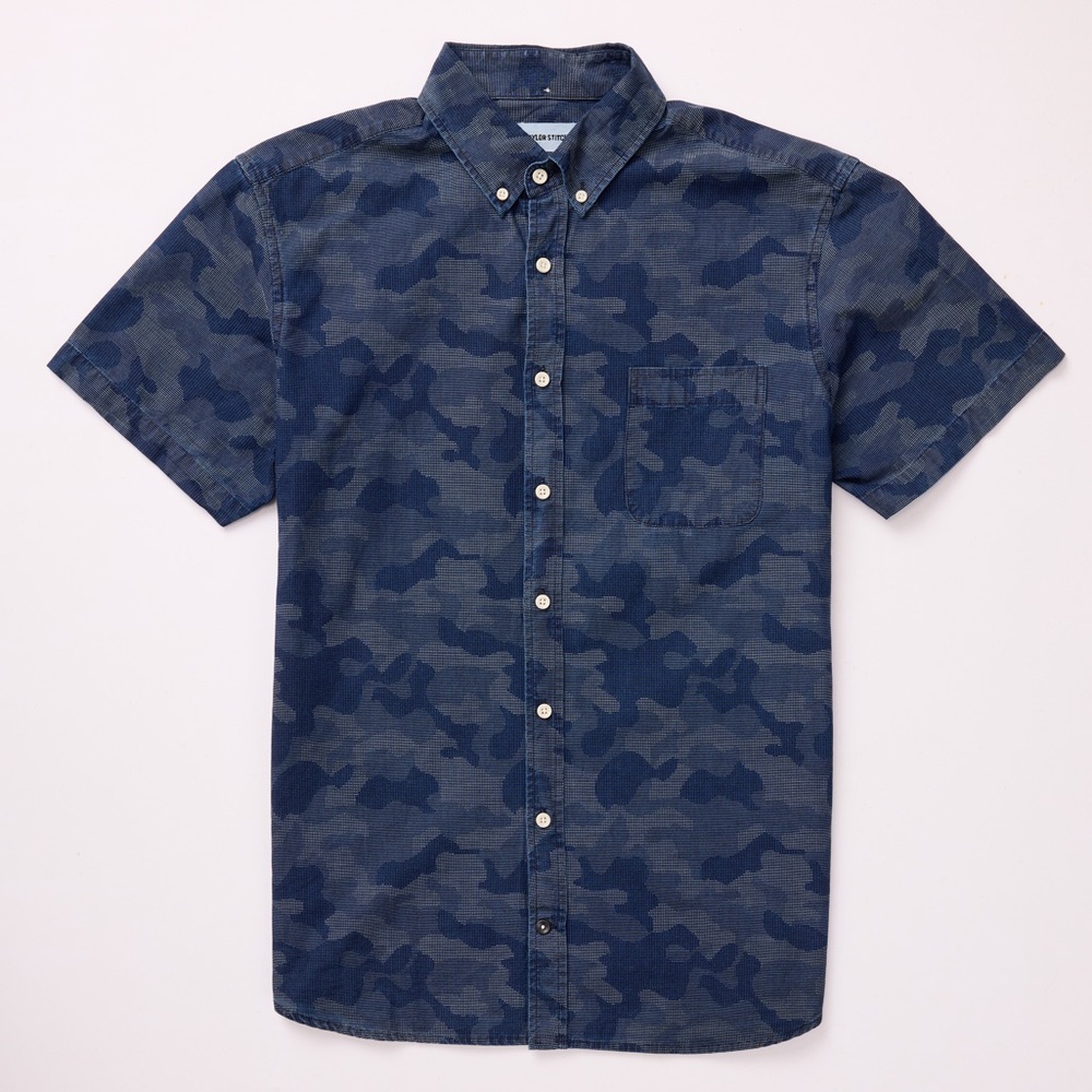 Taylor Stitch Jacquard-Woven Blue Camo Jack Shirt Large (4…